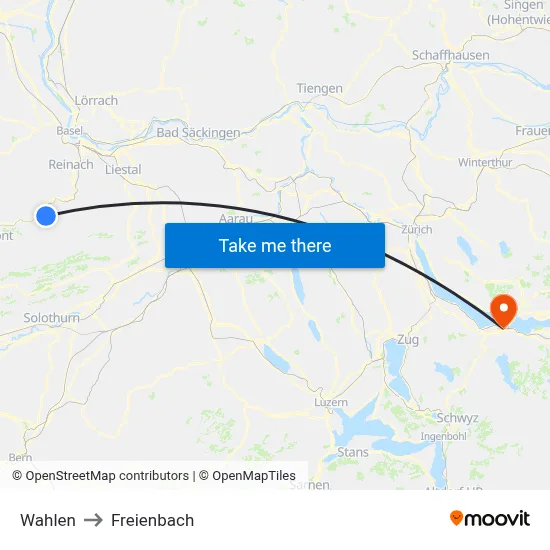 Wahlen to Freienbach map