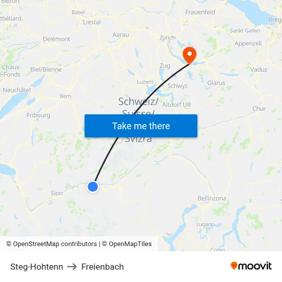 Steg-Hohtenn to Freienbach map