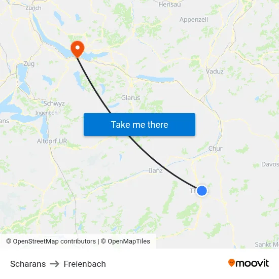 Scharans to Freienbach map