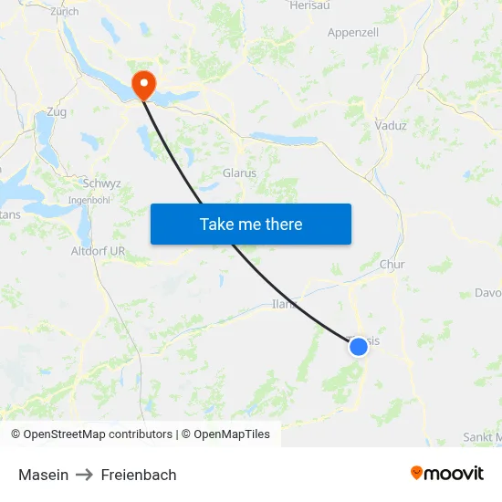 Masein to Freienbach map