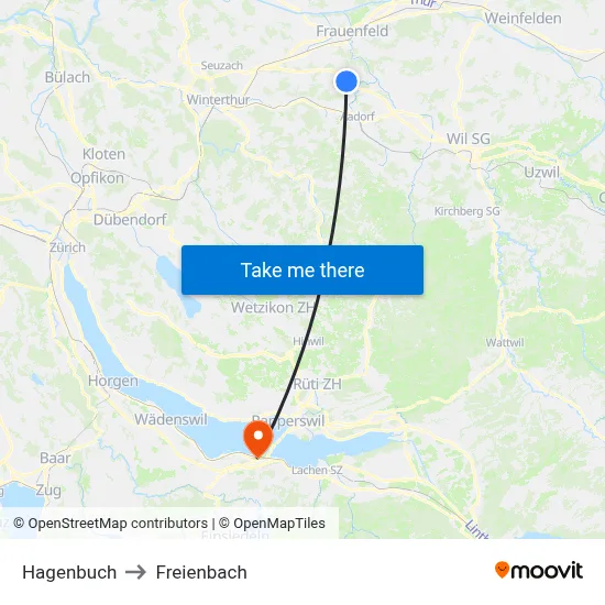 Hagenbuch to Freienbach map