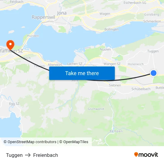 Tuggen to Freienbach map