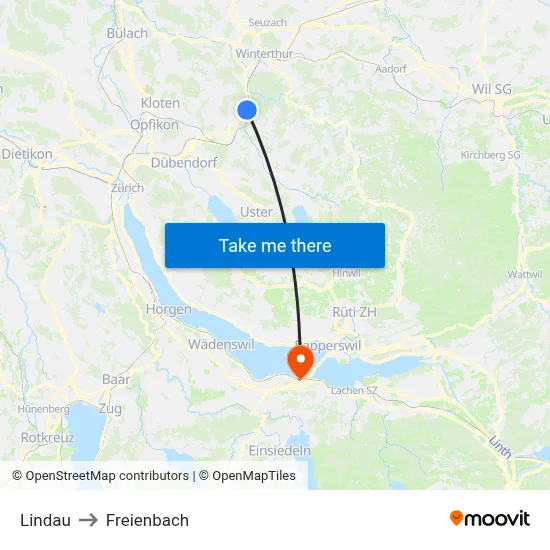 Lindau to Freienbach map