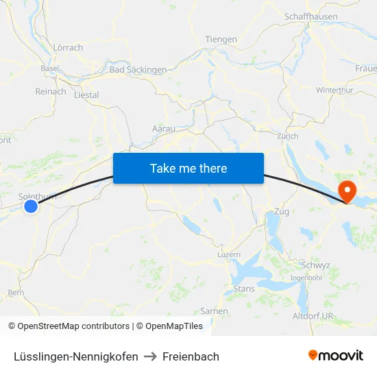 Lüsslingen-Nennigkofen to Freienbach map