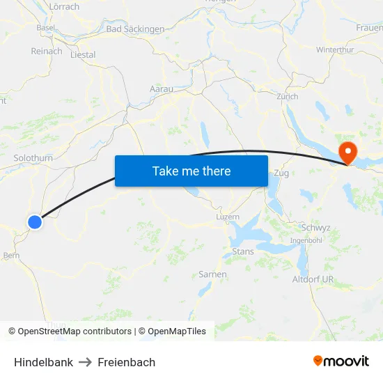 Hindelbank to Freienbach map