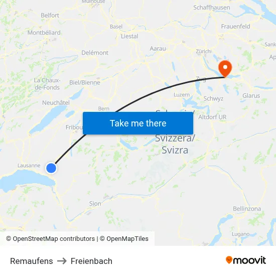 Remaufens to Freienbach map