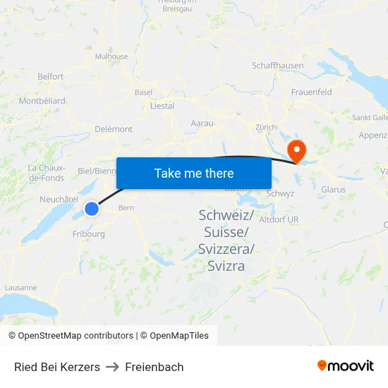 Ried Bei Kerzers to Freienbach map