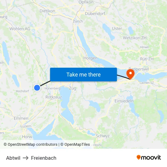 Abtwil to Freienbach map