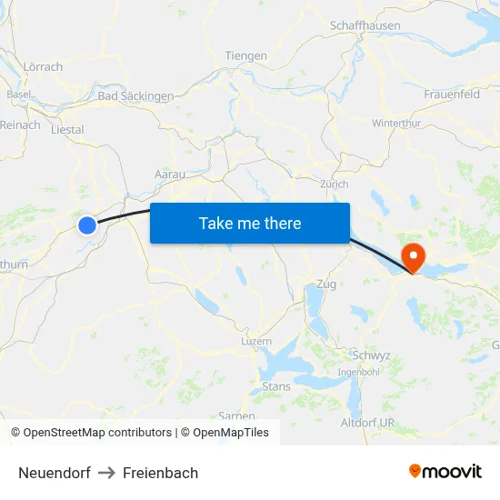 Neuendorf to Freienbach map