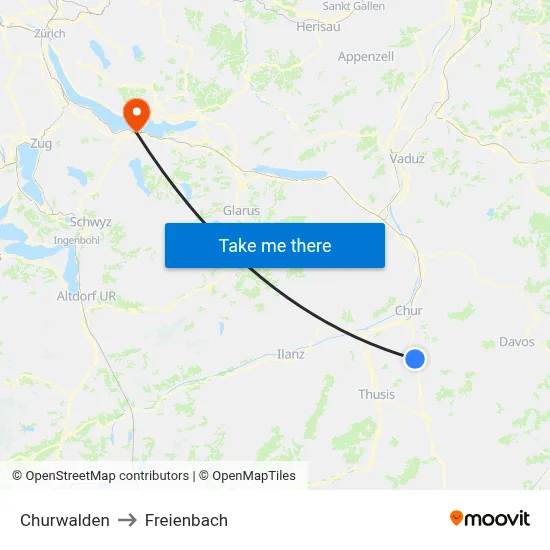 Churwalden to Freienbach map