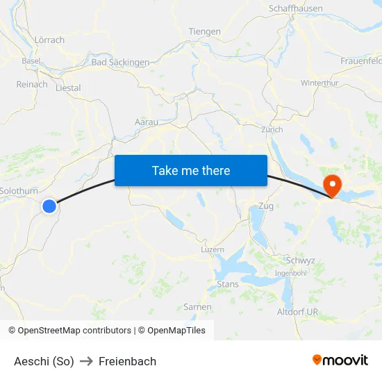 Aeschi (So) to Freienbach map