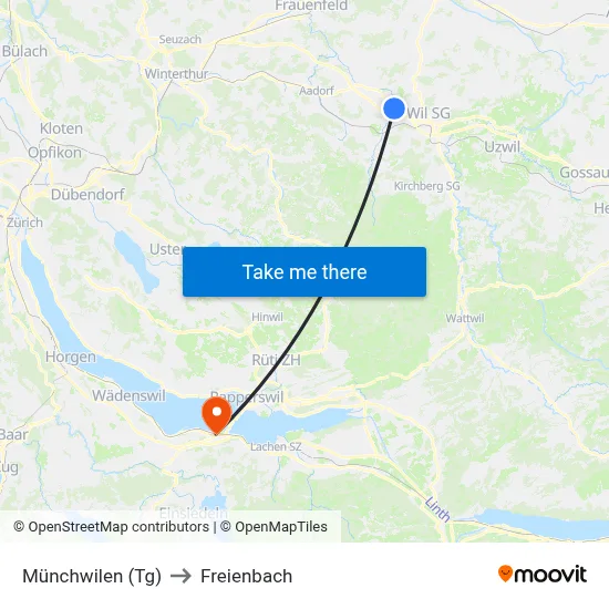 Münchwilen (Tg) to Freienbach map