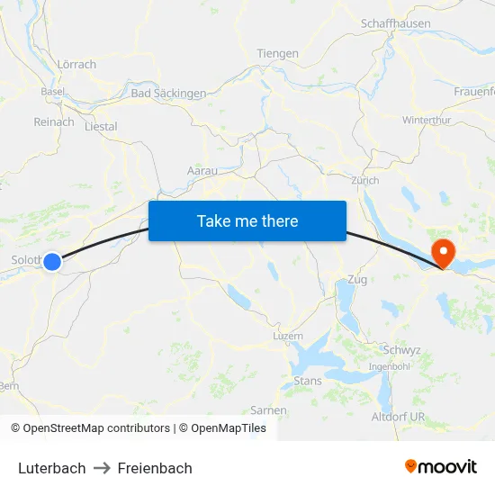 Luterbach to Freienbach map