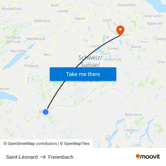 Saint-Léonard to Freienbach map