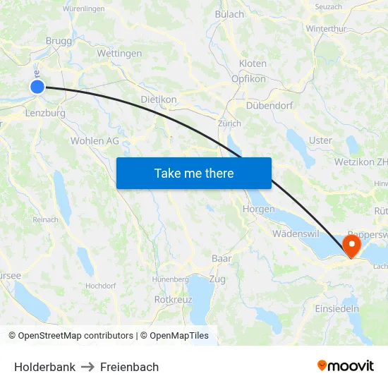Holderbank to Freienbach map
