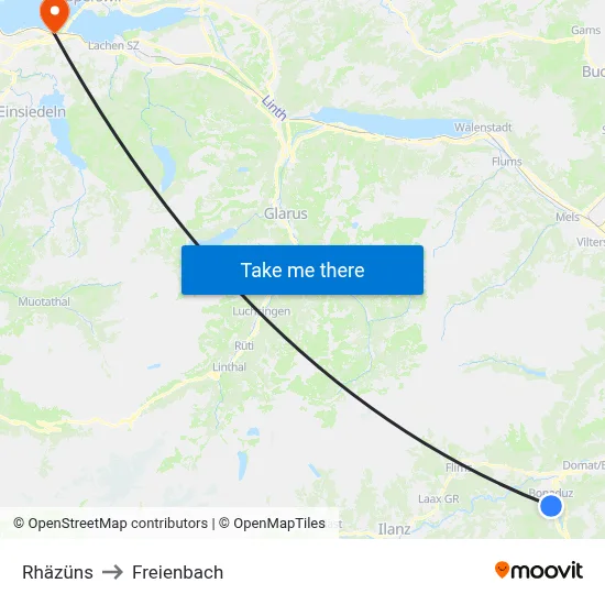 Rhäzüns to Freienbach map