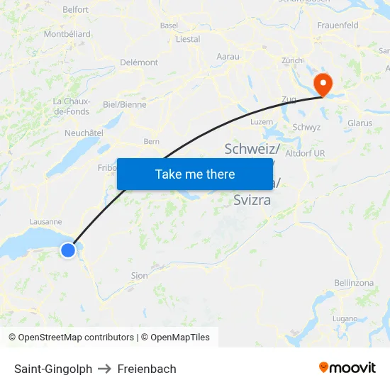 Saint-Gingolph to Freienbach map