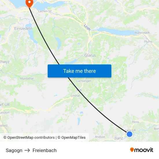 Sagogn to Freienbach map