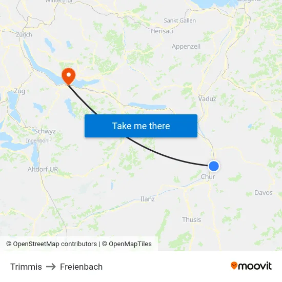 Trimmis to Freienbach map