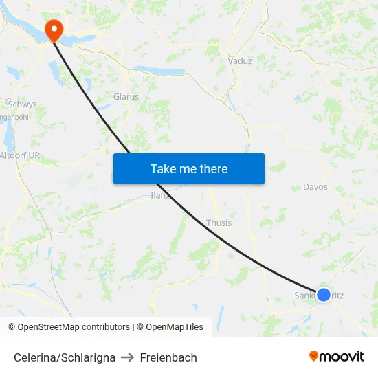 Celerina/Schlarigna to Freienbach map