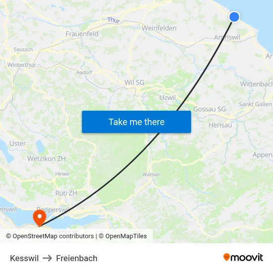Kesswil to Freienbach map