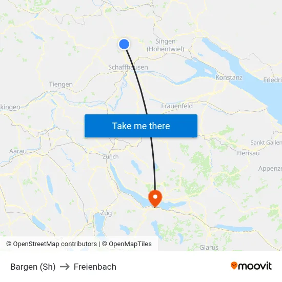 Bargen (Sh) to Freienbach map