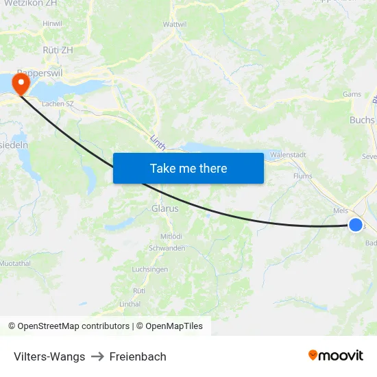 Vilters-Wangs to Freienbach map
