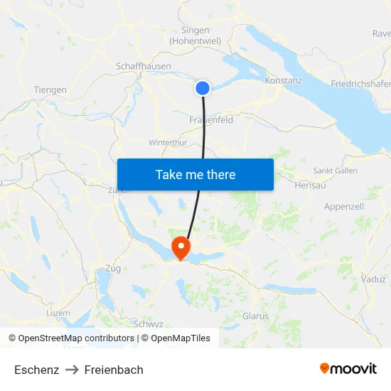 Eschenz to Freienbach map