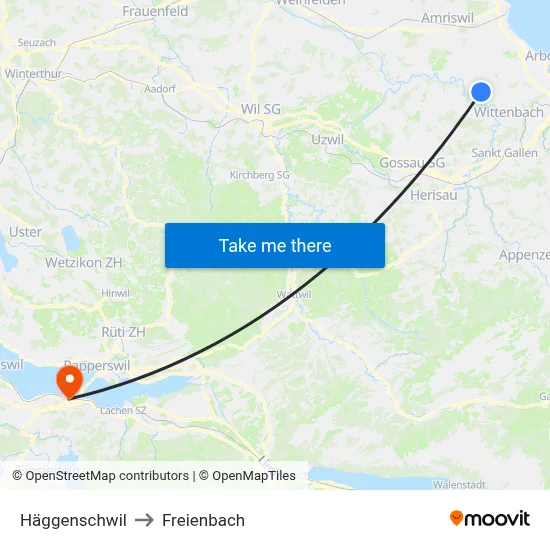 Häggenschwil to Freienbach map