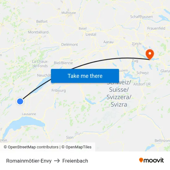 Romainmôtier-Envy to Freienbach map