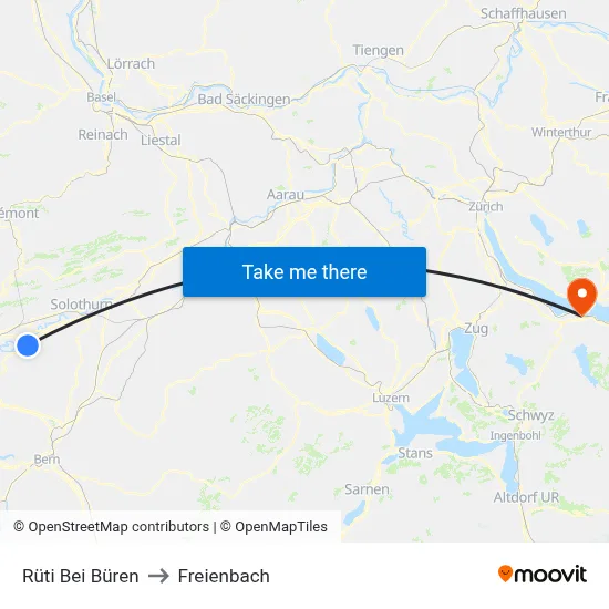 Rüti Bei Büren to Freienbach map