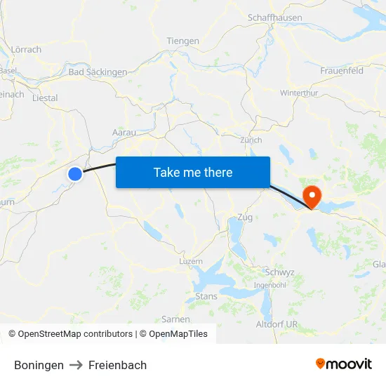 Boningen to Freienbach map