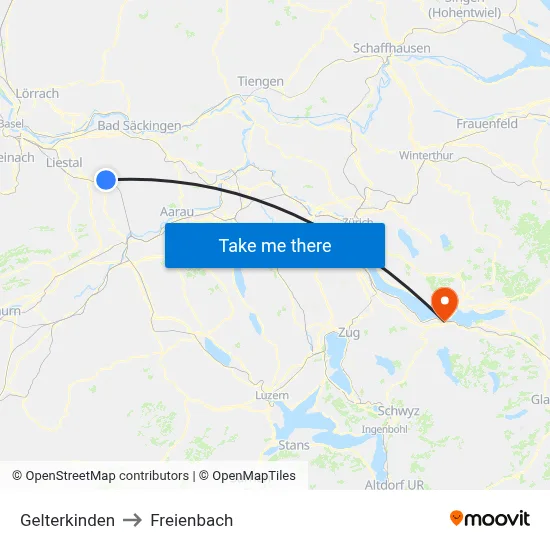 Gelterkinden to Freienbach map