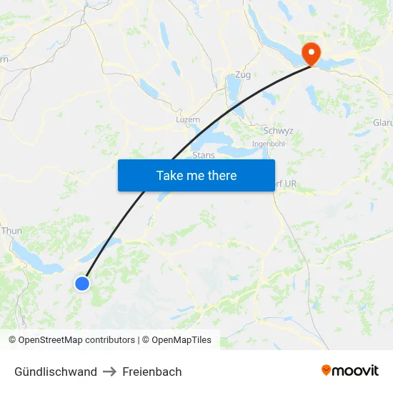 Gündlischwand to Freienbach map