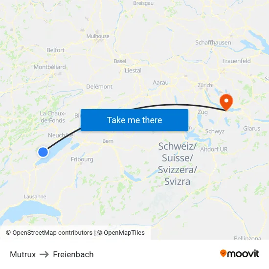 Mutrux to Freienbach map