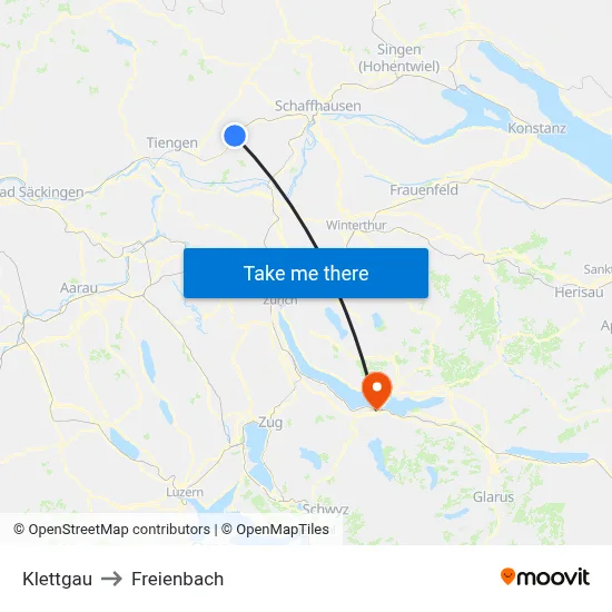 Klettgau to Freienbach map