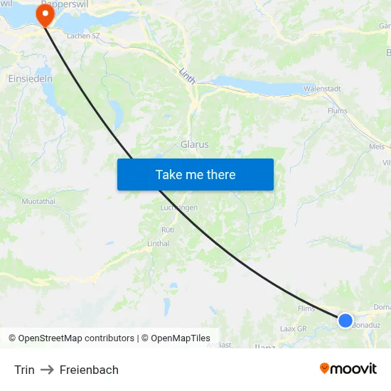 Trin to Freienbach map