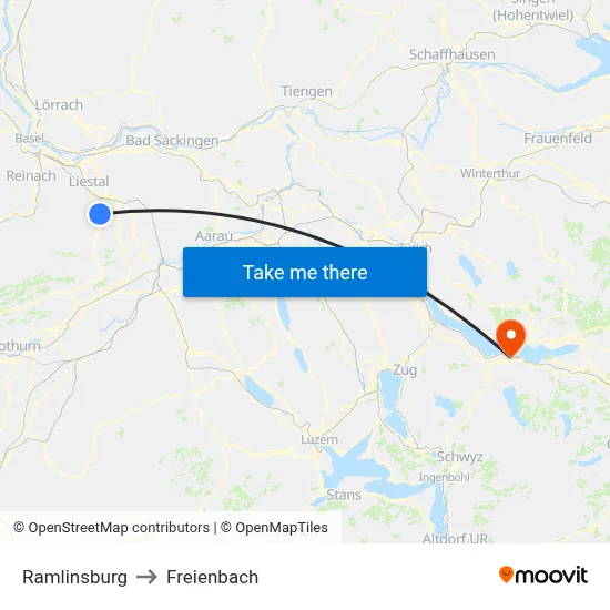 Ramlinsburg to Freienbach map