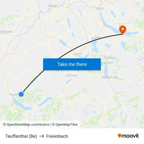 Teuffenthal (Be) to Freienbach map