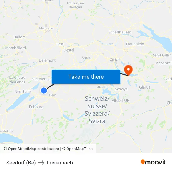 Seedorf (Be) to Freienbach map