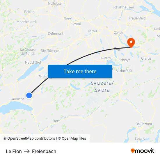 Le Flon to Freienbach map