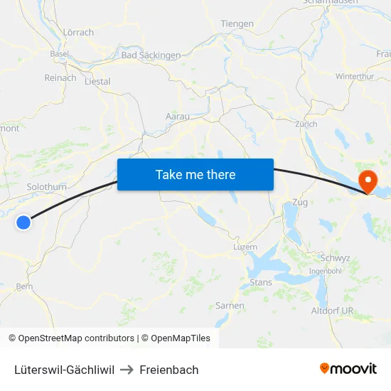 Lüterswil-Gächliwil to Freienbach map