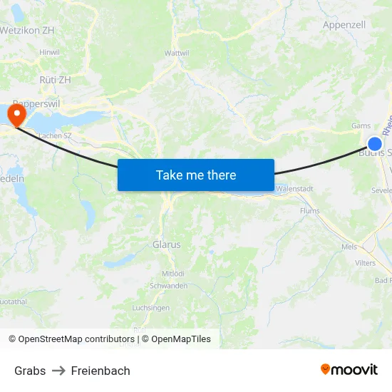 Grabs to Freienbach map