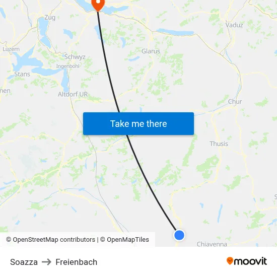 Soazza to Freienbach map