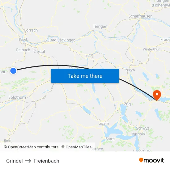 Grindel to Freienbach map