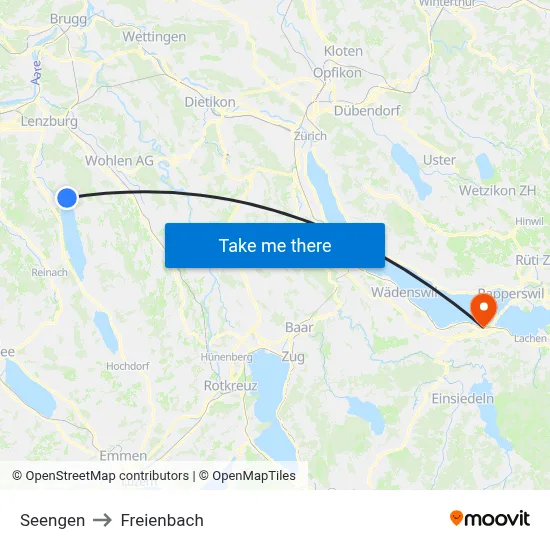 Seengen to Freienbach map