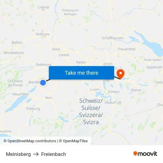 Meinisberg to Freienbach map