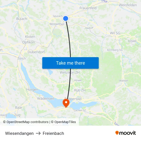 Wiesendangen to Freienbach map