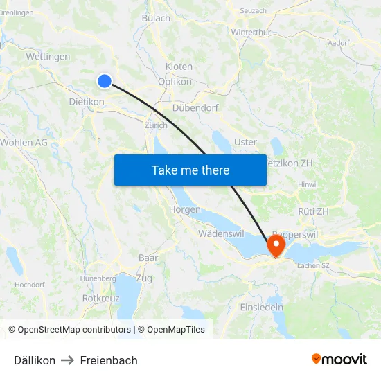 Dällikon to Freienbach map