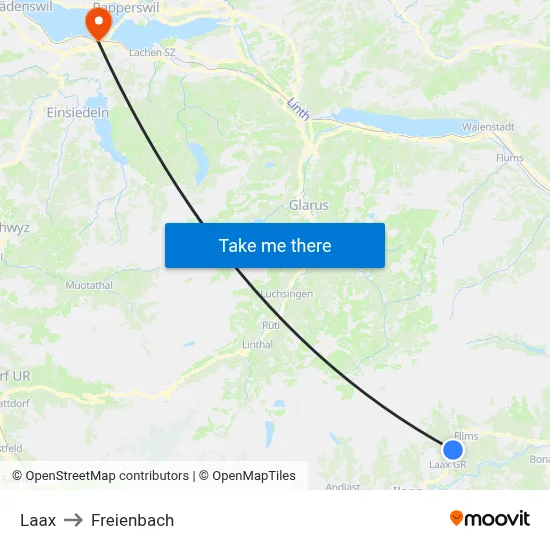 Laax to Freienbach map